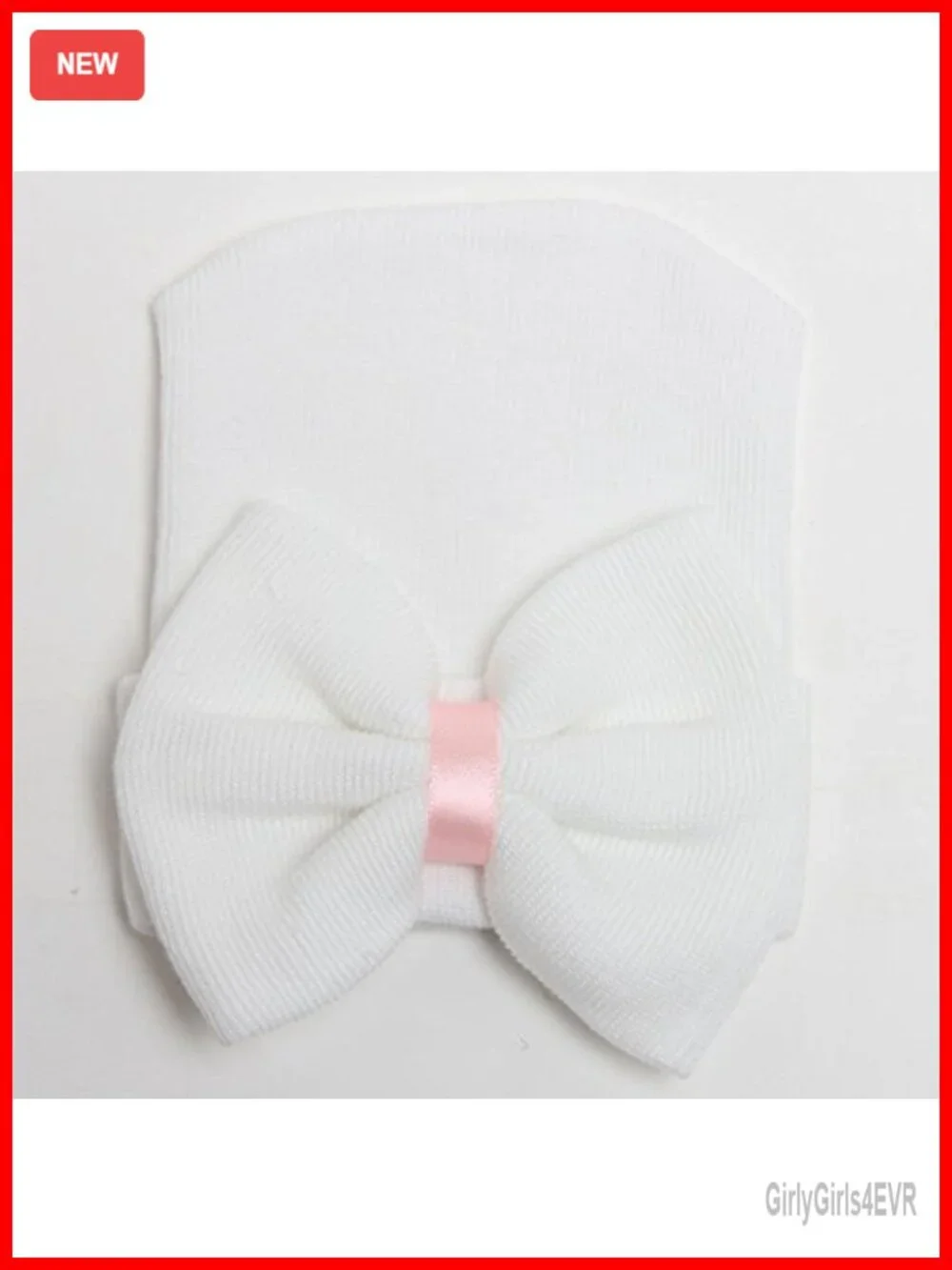 Newborn Hospital Hat with Bow Cotton Infant Beanie & Mittens 0-3 Months